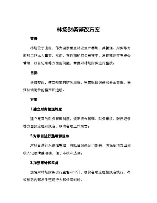林场财务整改方案