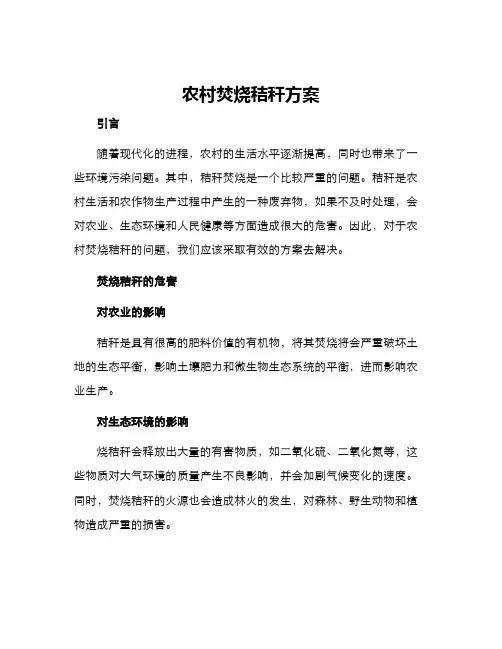 农村焚烧秸秆方案