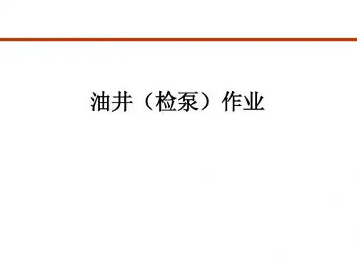 3油井检泵作业