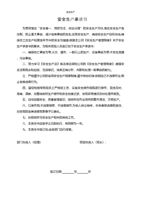 班组负责人安全目标责任书安全生产规范化应急预案安全制度安全管理台账企业管理