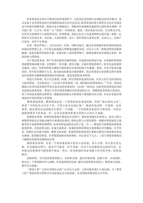 商务策划论文