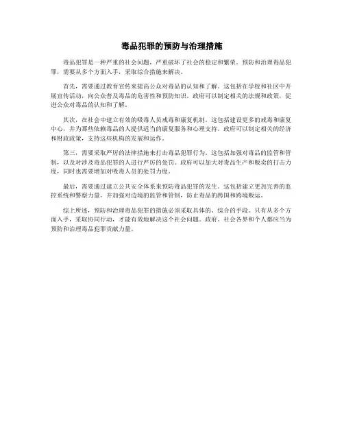毒品犯罪的预防与治理措施