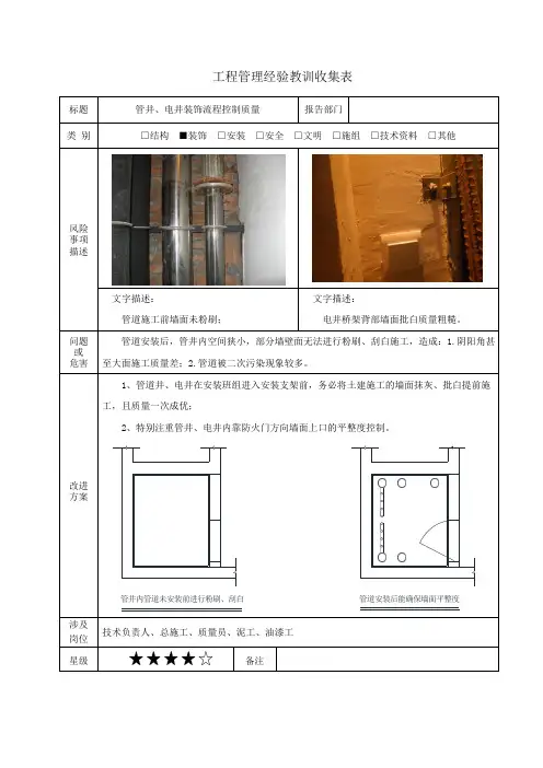 建筑施工优秀做法(管井、电井装饰流程控制质量)