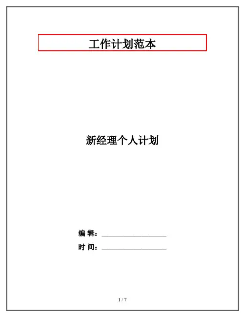 新经理个人计划