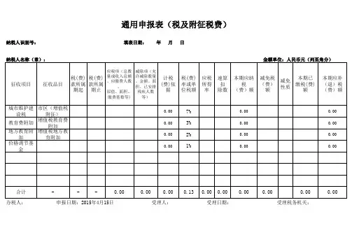 2015新版通用申报表(税及附征税费)