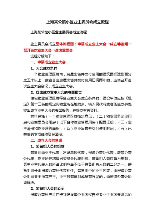 上海某公馆小区业主委员会成立流程