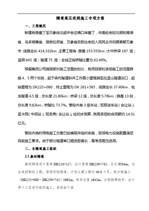 隧道高压进洞施工专项方案