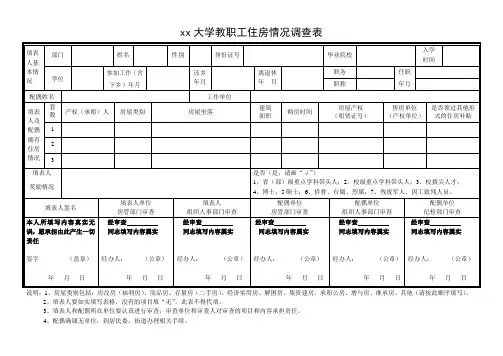大学教职工住房情况调查表