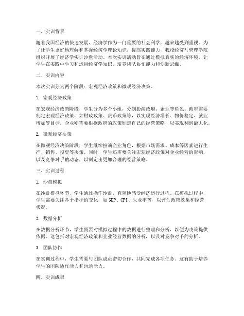 经济学实训沙盘报告总结