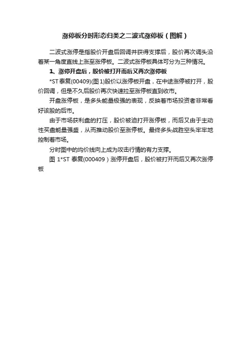 涨停板分时形态归类之二波式涨停板（图解）