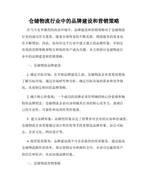 仓储物流行业中的品牌建设和营销策略