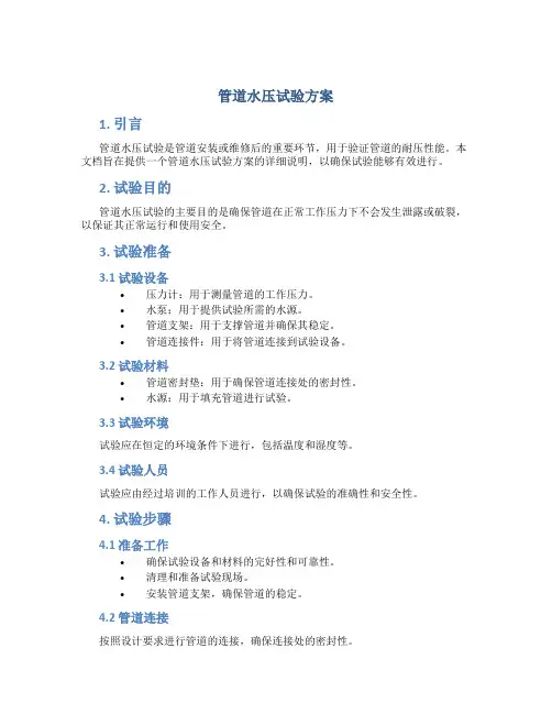 管道水压试验方案