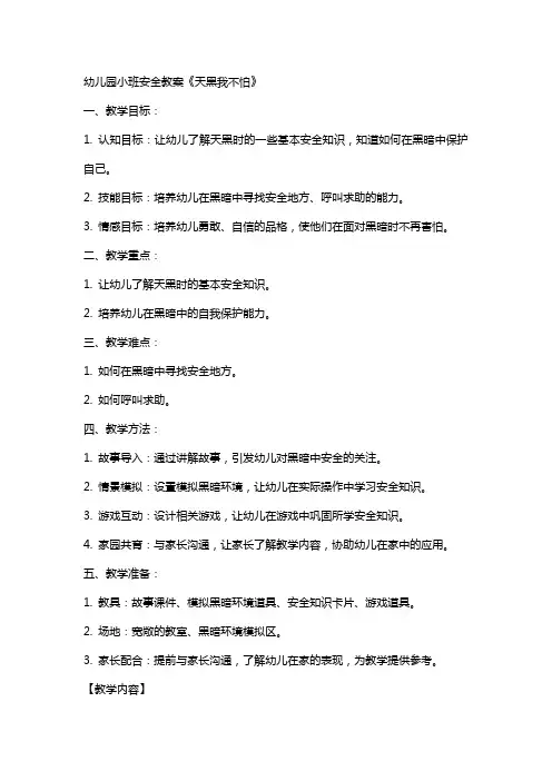 幼儿园小班安全教案 《天黑我不怕》