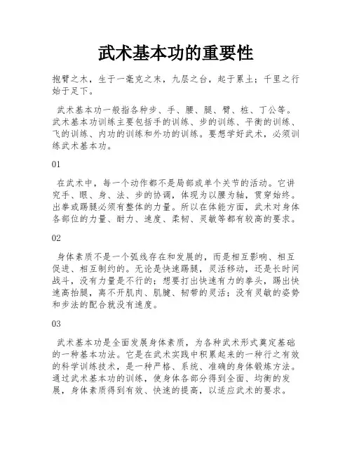 武术基本功的重要性