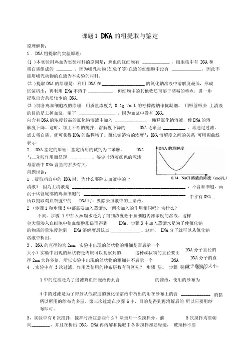 课题1DNA的粗提取与鉴定