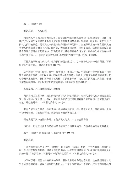和谐之美作文800字范文