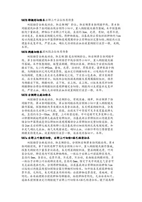 胸腔镜手术记录汇编
