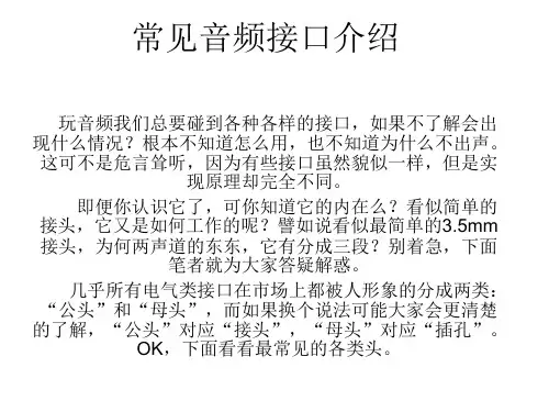 常见音频接口介绍