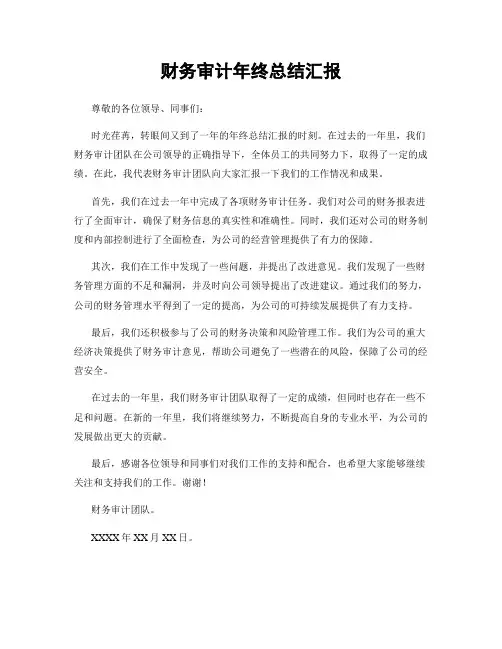 财务审计年终总结汇报