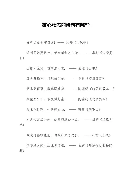 雄心壮志的诗句有哪些
