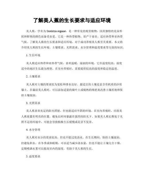 了解美人蕉的生长要求与适应环境