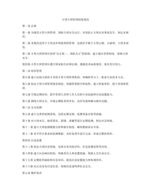 小型大坝管理制度规范