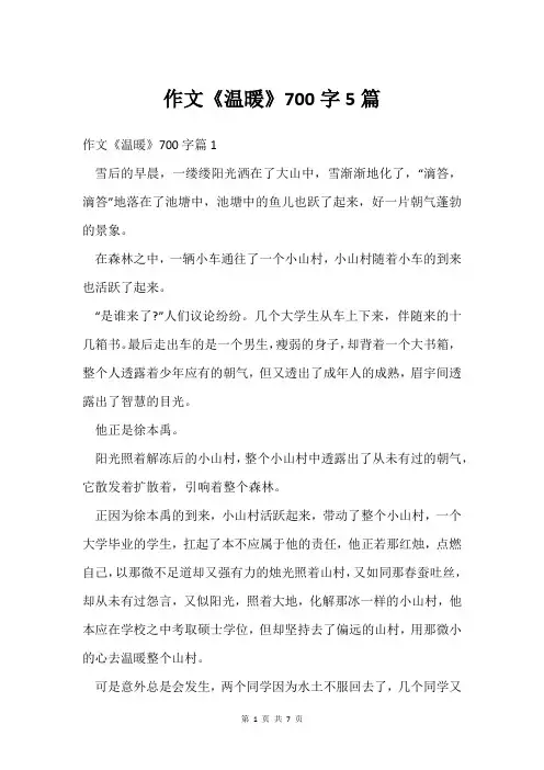 作文《温暖》700字5篇