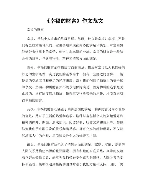 《幸福的财富》作文范文