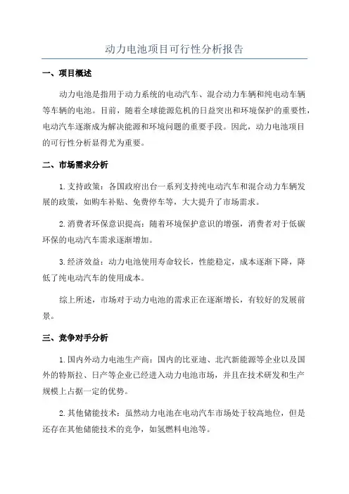 动力电池项目可行性分析报告