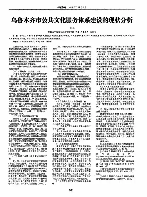 乌鲁木齐市公共文化服务体系建设的现状分析