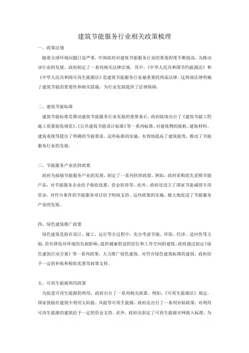 建筑节能服务行业相关政策梳理