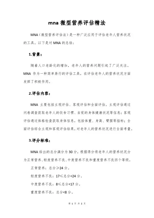 mna 微型营养评估精法