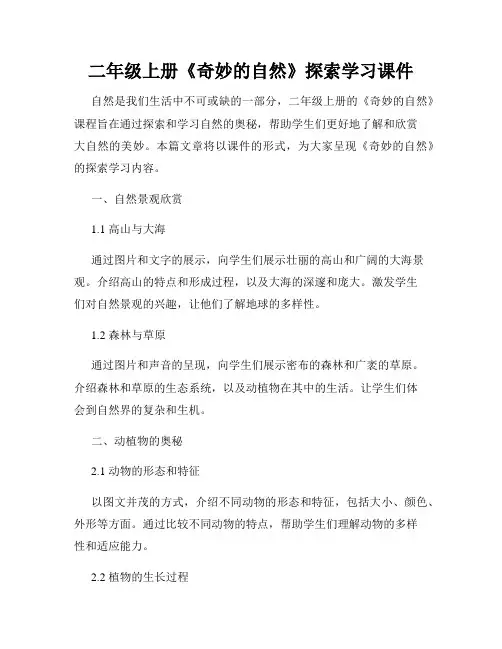 二年级上册《奇妙的自然》探索学习课件