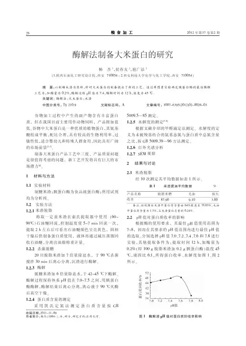 酶解法制备大米蛋白