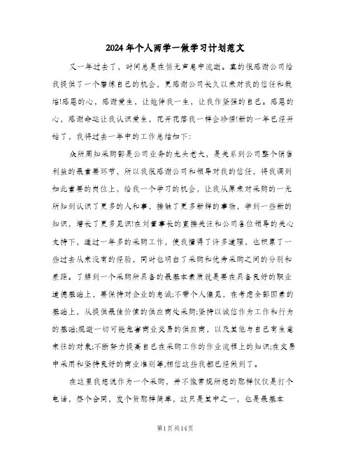 2024年个人两学一做学习计划范文（3篇）