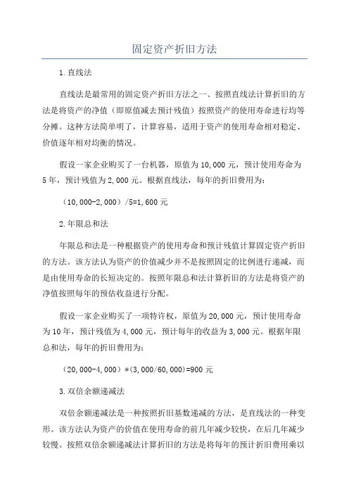 固定资产折旧方法