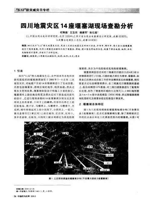 四川地震灾区14座堰塞湖现场查勘分析