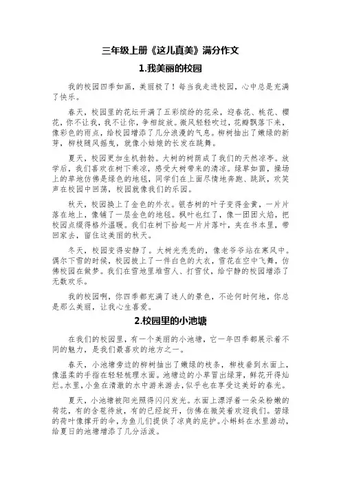 三年级上册《这儿真美》满分作文(精选五篇)