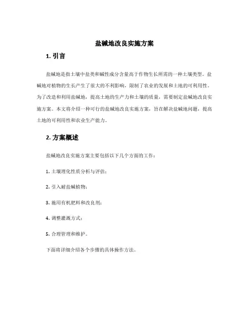 盐碱地改良实施方案