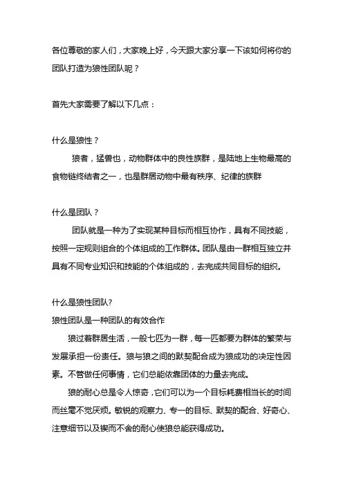【精品】如何打造狼性团队