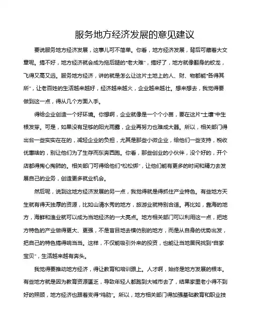服务地方经济发展的意见建议
