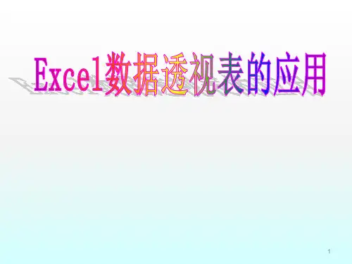 Excel数据透视表的应用ppt课件