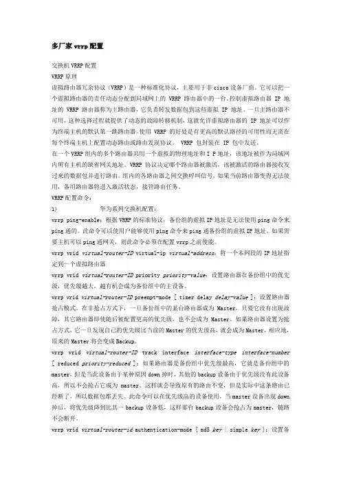 多厂家vrrp配置