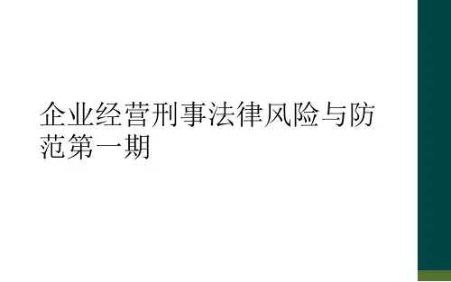 企业经营刑事法律风险与防范第一期