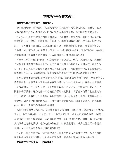 中国梦少年行作文高三