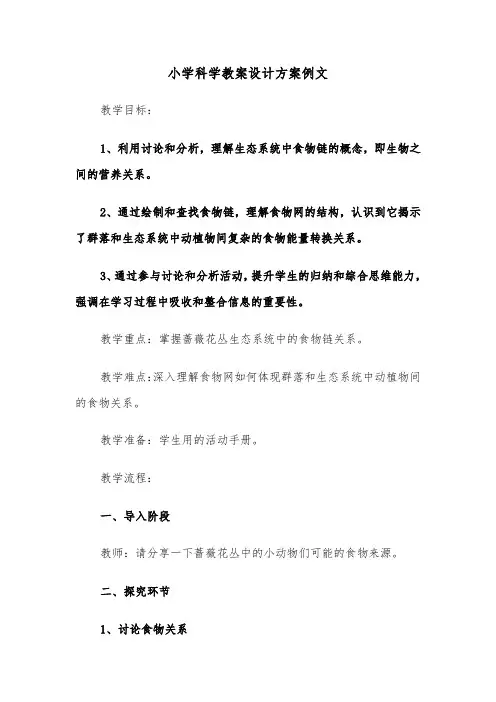 小学科学教案设计方案例文（四篇）
