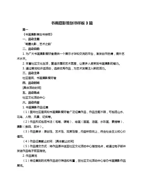 书画摄影策划书样板3篇
