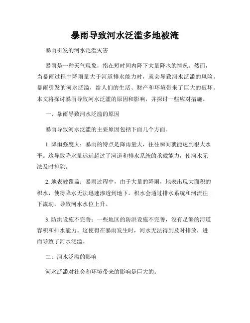 暴雨导致河水泛滥多地被淹