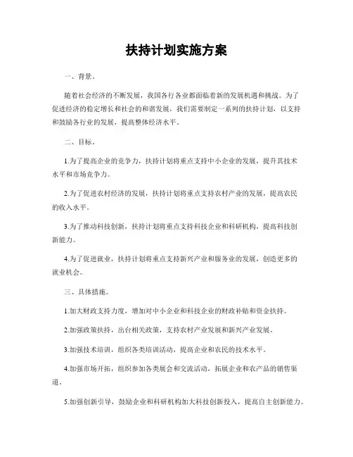 扶持计划实施方案