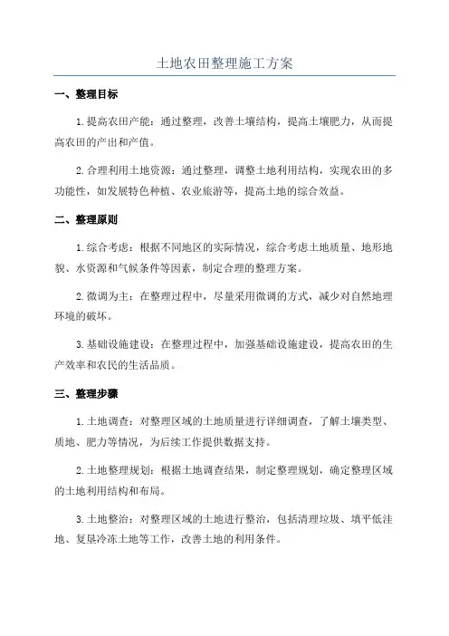 土地农田整理施工方案
